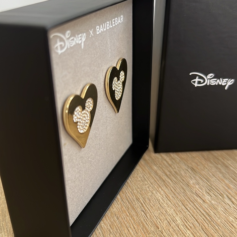 Disney x Baublebar Mickey Mouse Heart Earrings Cubic Zirconia - Picture 5 of 6